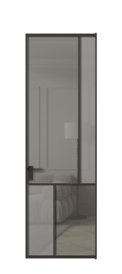 Межкомнатная дверь Мозаик АЛПЛ041.21 Алюминий антрацит Сатинированное серое стекло, триплекс, 6 мм + Прозрачное серое стекло, триплекс Цена 165870 ₽ | Volhovec