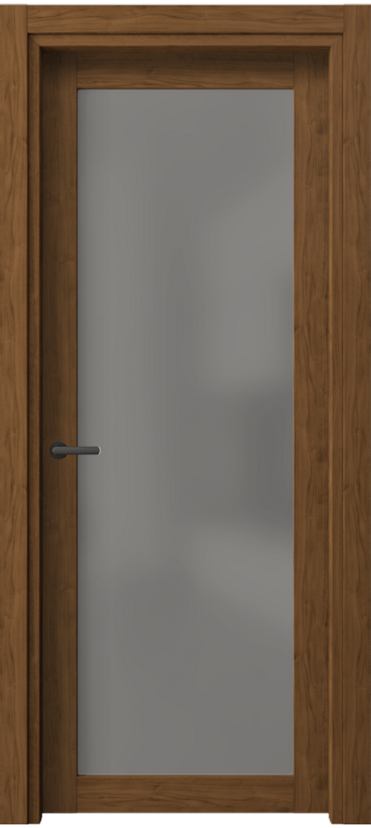 Межкомнатная дверь Нео 2102 Лесной орех Сатинированное серое стекло, триплекс Цена 12300 ₽ | Volhovec