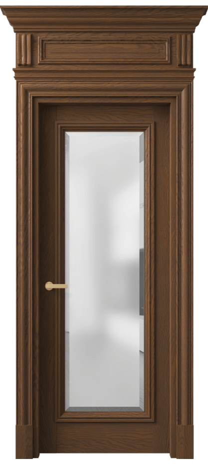 Межкомнатная дверь Антик 7300 Дуб каштановый матовый Сатинированное стекло с фацетом Цена 291440 ₽ | Volhovec
