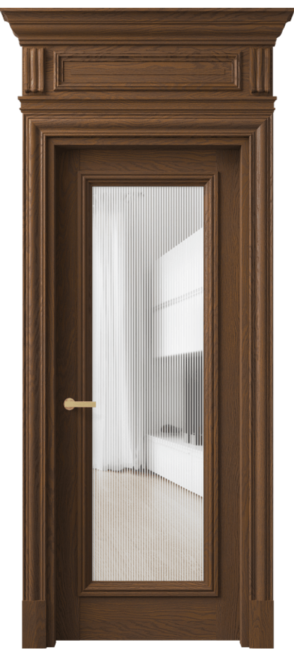 Межкомнатная дверь Антик 7300 Дуб каштановый матовый Рифлёное стекло "Дюна", триплекс Цена 268949 ₽ | Volhovec