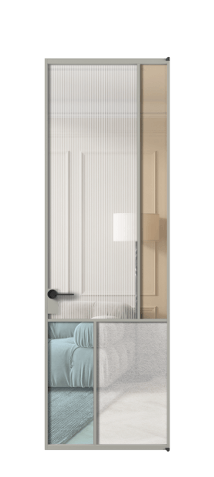 Межкомнатная дверь Мозаик АЛПЛ041.21 Алюминий нейтральный серый Комбинация стекол Группы 1 и Группы 3 Цена 171870 ₽ | Volhovec