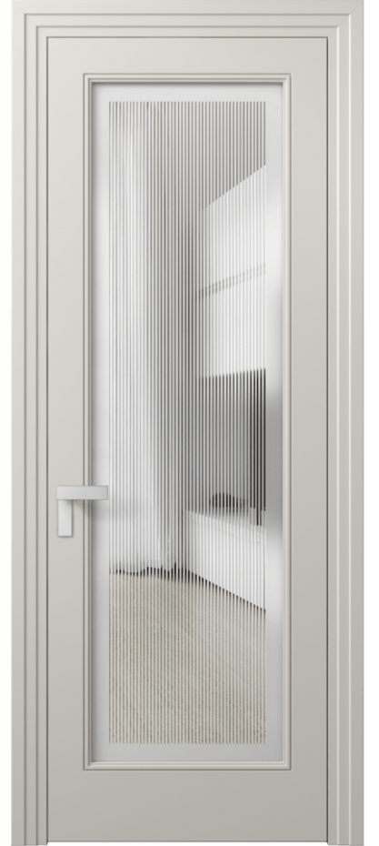 Межкомнатная дверь Рокка 8300 Матовый облачно-серый Сатинированное с гравировкой "Каннелюры", триплекс Цена 91899 ₽ | Volhovec