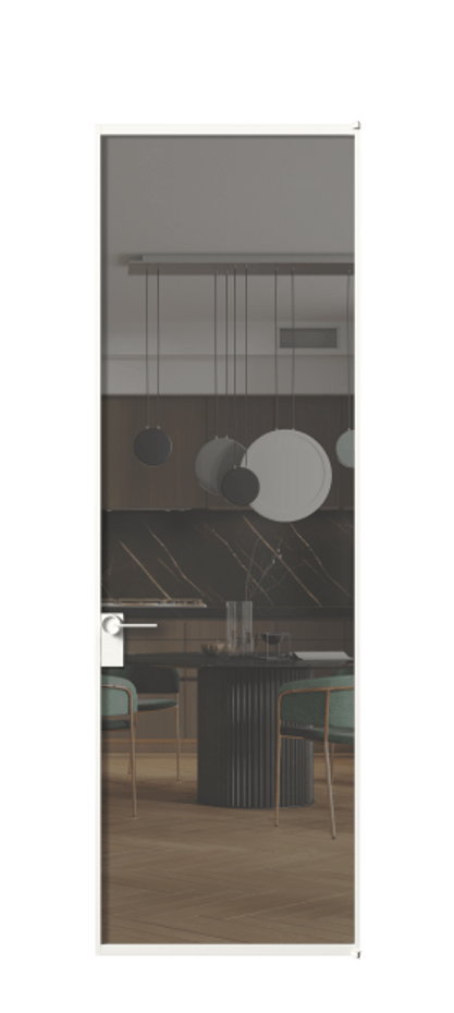 Алюминиевая дверь АЛПЛ040.01 Алюминий Белый Прозрачное серое стекло, триплекс Цена 115570  | Volhovec