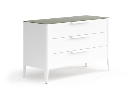 Мебель Комод Пьега 3 ящика. Цвет Матовый светло-серый. Материал Гладкая эмаль. Коллекция Комод Пьега 3 ящика. Картинка.