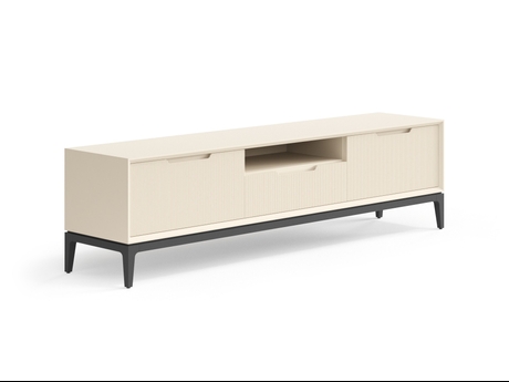 Мебель ТВ тумба Вельвет. Цвет Матовый светло-бежевый. Материал Гладкая эмаль. Коллекция ТВ тумба Вельвет. Картинка.