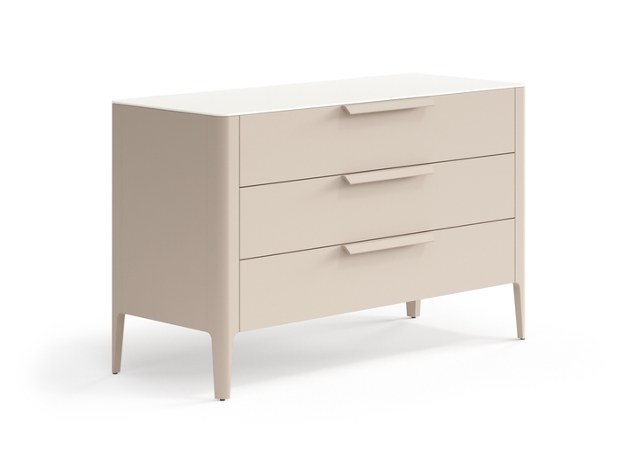 Мебель Комод Пьега 3 ящика. Цвет Матовый бисквитный. Материал Гладкая эмаль. Коллекция Комод Пьега 3 ящика. Картинка.