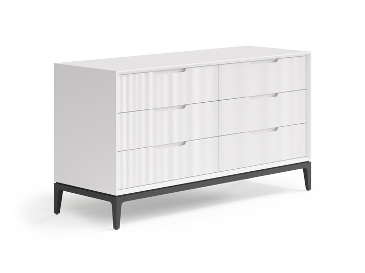 Мебель Комод Вельвет 6 ящиков. Цвет Матовый пудровый белый. Материал Гладкая эмаль. Коллекция Комод Вельвет 6 ящиков. Картинка.