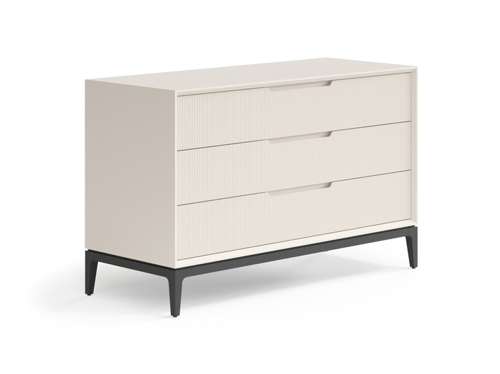 Мебель Комод Пьега 3 ящика. Цвет Матовый бежево-серый. Материал Гладкая эмаль. Коллекция Комод Пьега 3 ящика. Картинка.