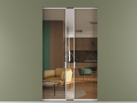 Алюминевая перегородка skr2_01_ Алюминий светло-серый Бронза прозрачное. Цвет Алюминий светло-серый. Материал Алюминий в эмали. Коллекция Перегородка Формато скрытый пенал 2 створки. Картинка.