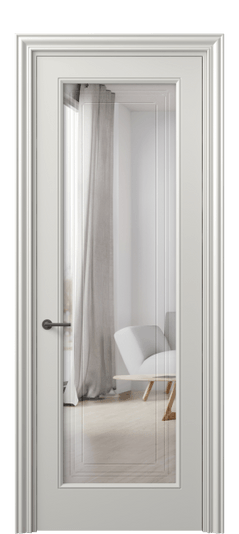 Дверь межкомнатная 8400 МСР Двустороннее зеркало с гравировкой Маскот. Цвет Матовый серый. Материал Гладкая эмаль. Коллекция Маскот. Картинка.