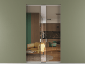 Алюминевая перегородка skr2_01_ Алюминий пудровый белый Бронза прозрачное. Цвет Алюминий пудровый белый. Материал Алюминий в эмали. Коллекция Перегородка Формато скрытый пенал 2 створки. Картинка.