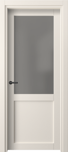 Дверь межкомнатная 2122 ПЭКБ Серый сатин триплекс. Цвет ПЭТ кремово-белый. Материал ПЭТ. Коллекция Нео. Картинка.
