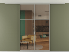 Перегородка Формато вдоль стены на потолок 2 створки