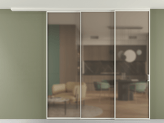 Перегородка Формато вдоль стены на потолок 3 створки с синхронным механизмом