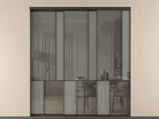 Перегородка Мозаик внутри проёма 3 створки с синхронным механизмом