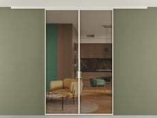 Перегородка Formato вдоль стены на потолок 2 створки