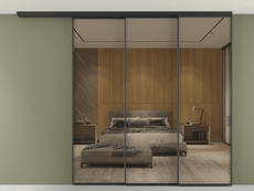 Перегородка Formato вдоль стены на потолок 3 створки с синхронным механизмом